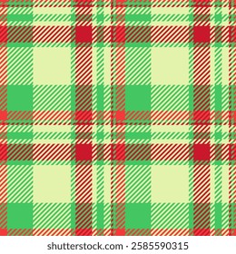 Vibrant green, red, and cream plaid pattern.  Perfect for festive designs, apparel, or website backgrounds. This cheerful, seamless texture evokes warmth and holiday spirit.