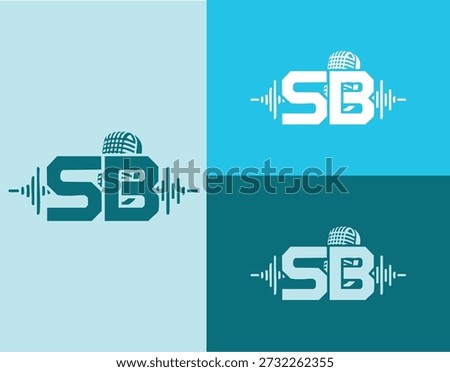 Vibrant green SB sound frequency logo for eco-friendly tech, meditation apps, nature sounds recording, sustainable energy branding, and wellness audio services
