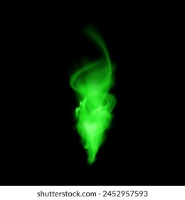 A vibrant green smoke twirls mysteriously, creating an abstract vector backdrop for themes of magic and fantasy.