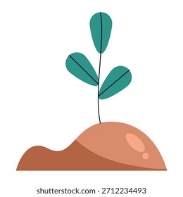 Un brote verde vibrante que crece en un estilo de diseño plano