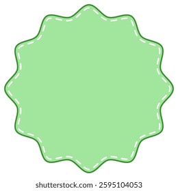 Vibrant Green Starburst Badge, with Playful Dashed Border