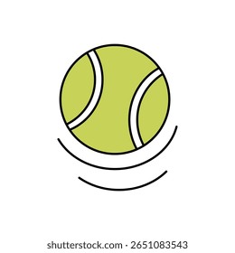 Vibrant green tennis ball in mid-bounce. A dynamic, clean vector illustration perfect for sports themes, active lifestyle, or game-related designs.