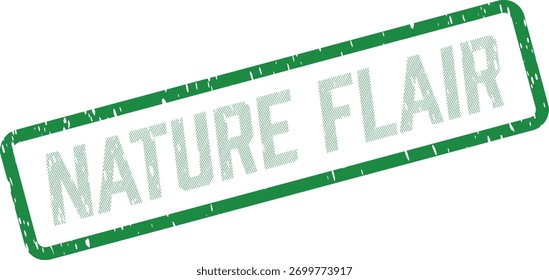 A vibrant green textured rectangular stamp showing 'NATURE FLAIR', perfect for adding an organic and stylish touch to designs.