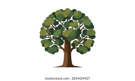 vibrant green tree with dense rounded foliage and sturdy brown trunk ideal for nature scenes outdoor projects and environmental themes