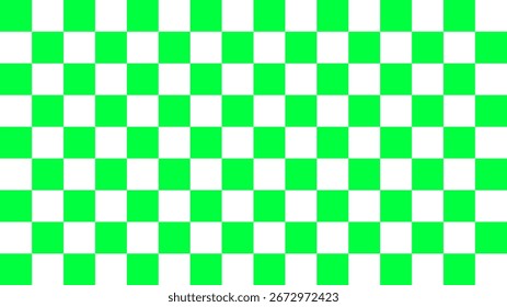 Vibrant Green and White Checkerboard Pattern Seamless Texture