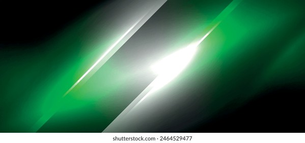 A vibrant green and white light illuminates the darkness of a black background, creating a striking visual contrast