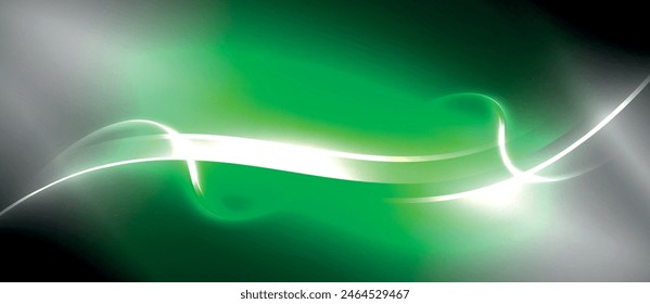 A vibrant green and white wave against a dark black backdrop, creating a striking visual contrast