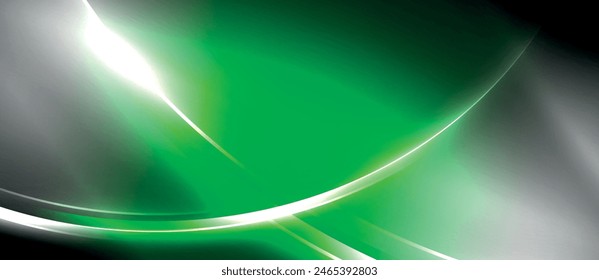 A vibrant green and white wave stands out against a dark black background, creating a striking visual effect