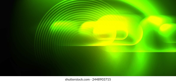 The vibrant green and yellow light shining through a tunnel creates a mesmerizing pattern resembling terrestrial plant, symmetrical to form a beautiful circle