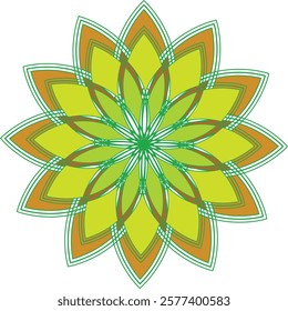 Vibrant Green and Yellow Mandala colors, isolated on white background.