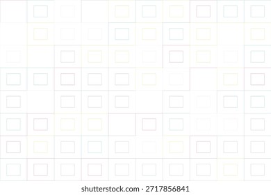 Diseño de cuadrícula vibrante con líneas multicolores que forman cuadrados sobre un fondo blanco puro, creando un patrón dinámico y geométrico.