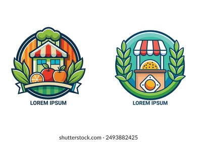 Vibrant grocery store logo. Customizable design for any food business. High-quality for print and digital.