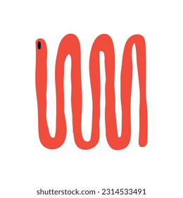 Vibrant groovy snake in modern trendy naive style. Minimalistic funky bizarre snake