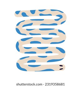 Vibrant groovy snake in modern trendy naive style. Minimalistic funky bizarre snake