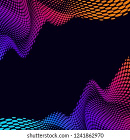 Vibrant halftone on black background vector