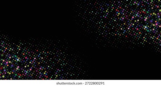 Vibrantes puntos llenos del color del patrón del semitono en un fondo oscuro, ideal para el arte digital, los diseños retro, o la tecnología visual