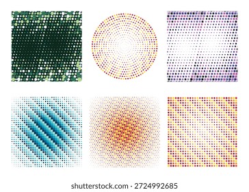 Patrones vibrantes de semitono en varios colores y Formas