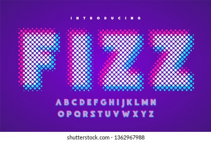 Vibrant halftone stylized uppercase english alphabet. Vector illustration.