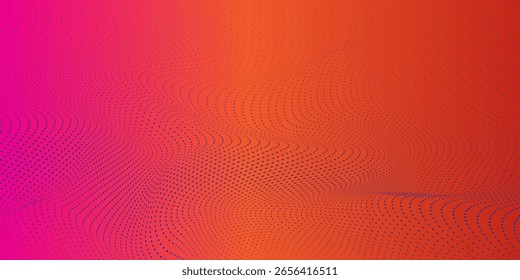 Fondo vibrante de onda de semitono con degradado de rojo a magenta: Vector dinámico Abstractas