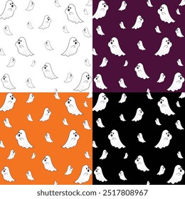 Vibrant Halloween pattern with spooky icons and symbols. Halloween seamless pattern illustration. Scary and funny vector pattern. Happy Halloween October 31st, Jack-O-Lantern. 