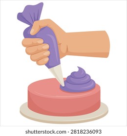 Vibrant Hand Decoration Cake Use Pastry Bag with Cream Cartoon