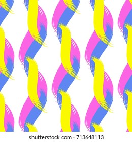 Vibrant Hand Drawn Fun Stripes . Creative Seamless Pattern Background in Vector.Vivid Doodle