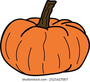 Vibrant Hand drawn Orange Pumpkin Illustration