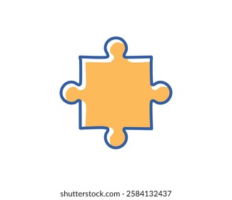 Vibrant handdrawn puzzle piece icon. Perfect for websites, apps, presentations, and educational materials needing a playful, solutionoriented design.