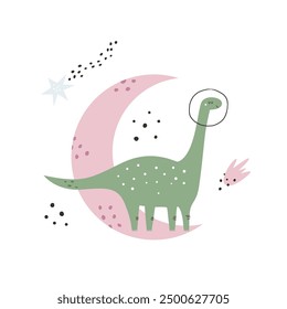 Vibrant Hand-Drawn Vector Cartoon Cosmonaut Dinosaur Illustrations