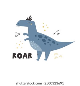 Vibrant Hand-Drawn Vector Cartoon Dinosaur Illustrations. Modern Design for Nursery, Greeting Cart, Apparel Print, Frame Art