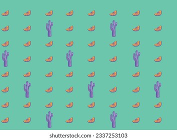 Un diseño a mano y muy animado, con objetos de moda y elementos coloridos, como una piña. Incorpora elementos gráficos juguetones en tonos rosa y amarillo