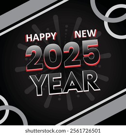 A vibrant Happy New Year 2025 poster featuring fireworks, colorful confetti, and bold, festive lettering. The background radiates joy, excitement, and a sense of fresh beginnings.