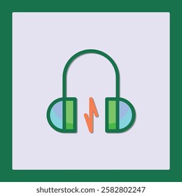 Vibrant Headphones Icon: Audio Power and Energy