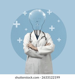 A vibrant health care collage Vector illustration representing essential medical elements and a creative approach to wellness.