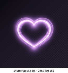 Vibrant heart shaped glow effect for Valentine's Day design. Vibrant heart shaped glow effect with rich purple glitter and highlights.