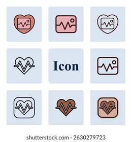 Vibrant Heartbeat Icons for Dynamic Health Branding