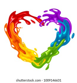 Vibrant heart-shaped splash in LGBT Colors