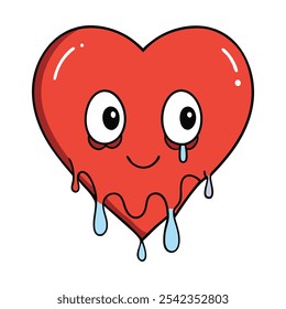A vibrant, heart-shaped vector that appears to be gently melting, symbolizing warmth, affection, and passion. Smooth, rounded drips flow down, giving a soft, heartfelt impression.