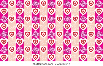 Vibrant heart-themed love pattern ideal for Valentine's Day, gifts, wrapping paper, or digital backgrounds.