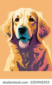 Vibrante y reconfortante ilustración vectorial Golden Retriever, bellamente aislada en un fondo blanco. Perfecto para los amantes de los perros y los proyectos temáticos.