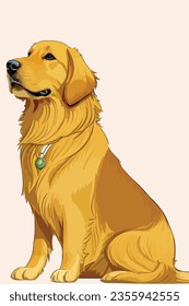 Lebhafte und herzhafte Goldene Retriever Vektorgrafik, schön einzeln auf weißem Hintergrund. Ideal für Hundefreunde und für Projekte zum Thema Haustiere.