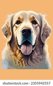 Vibrante y reconfortante ilustración vectorial Golden Retriever, bellamente aislada en un fondo blanco. Perfecto para los amantes de los perros y los proyectos temáticos.