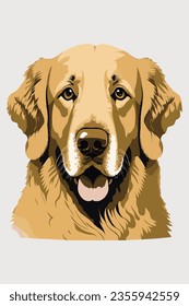 Vibrante y reconfortante ilustración vectorial Golden Retriever, bellamente aislada en un fondo blanco. Perfecto para los amantes de los perros y los proyectos temáticos.