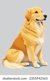 Vibrante y reconfortante ilustración vectorial Golden Retriever, bellamente aislada en un fondo blanco. Perfecto para los amantes de los perros y los proyectos temáticos.