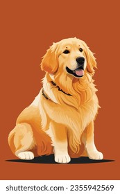 Vibrant and heartwarming Golden Retriever vector illustration, beautifully isolated on a white background. Perfect for dog lovers and pet-themed projects.