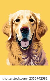 Vibrante y reconfortante ilustración vectorial Golden Retriever, bellamente aislada en un fondo blanco. Perfecto para los amantes de los perros y los proyectos temáticos.