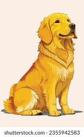 Vibrant and heartwarming Golden Retriever vector illustration, beautifully isolated on a white background. Perfect for dog lovers and pet-themed projects.