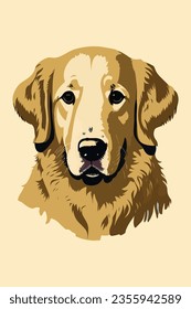 Vibrant and heartwarming Golden Retriever vector illustration, beautifully isolated on a white background. Perfect for dog lovers and pet-themed projects.