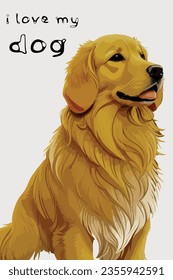 Vibrante y reconfortante ilustración vectorial Golden Retriever, bellamente aislada en un fondo blanco. Perfecto para los amantes de los perros y los proyectos temáticos.