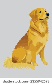 Vibrant and heartwarming Golden Retriever vector illustration, beautifully isolated on a white background. Perfect for dog lovers and pet-themed projects.